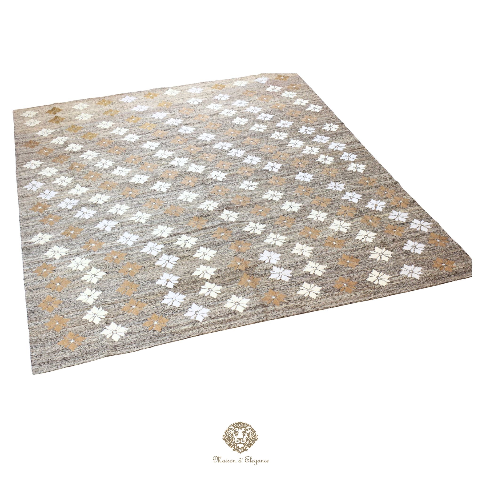 Kilim única moderna Tejido a Mano | Alfombra Plana de Lana y Seda con Tintes Naturales 272x344 cm
