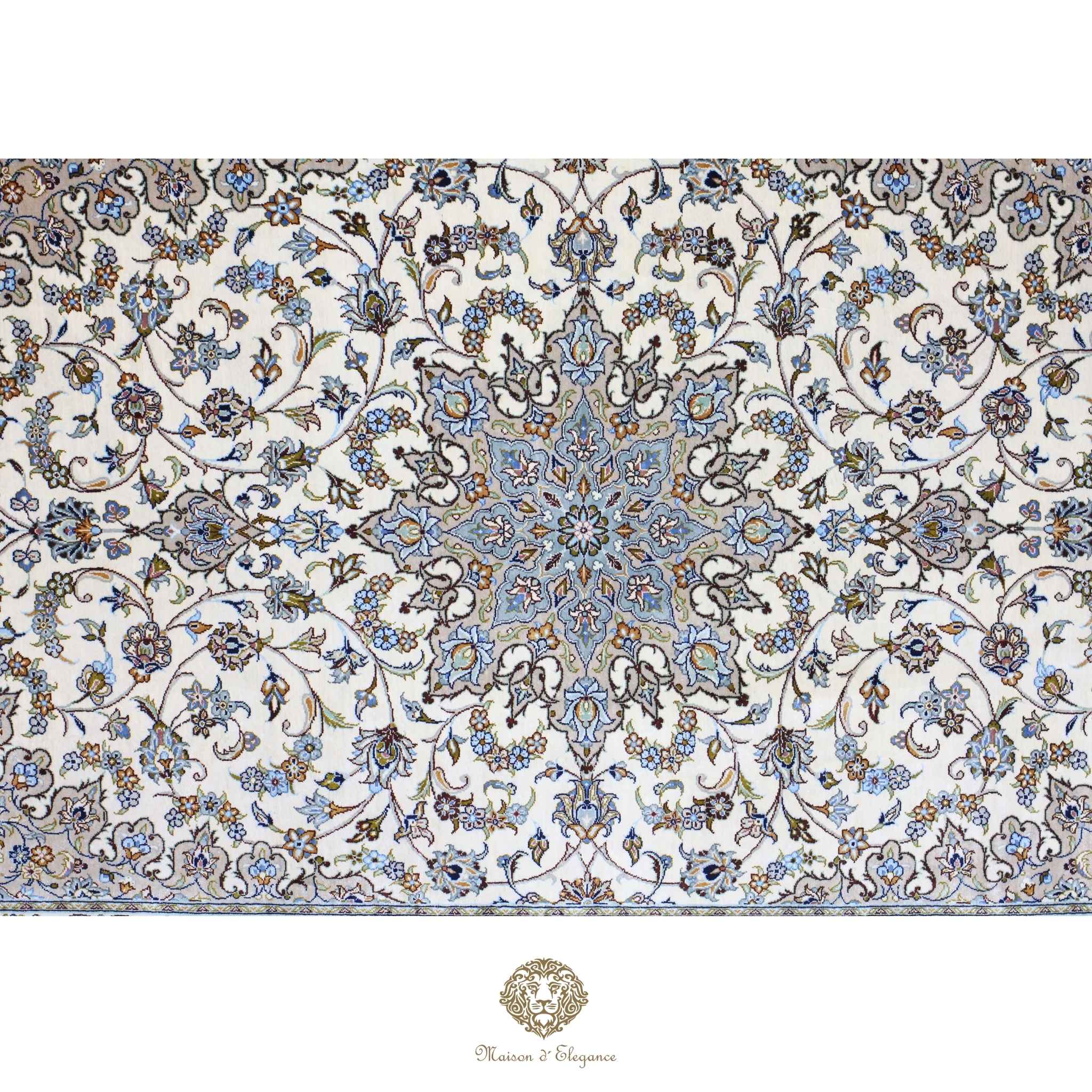 Alfombra persa exclusiva de seda pura, anudada a mano, teñida con tintes naturales, obra maestra de alta gama, firmada, 98 x 150 cm. Diseño Medallón.