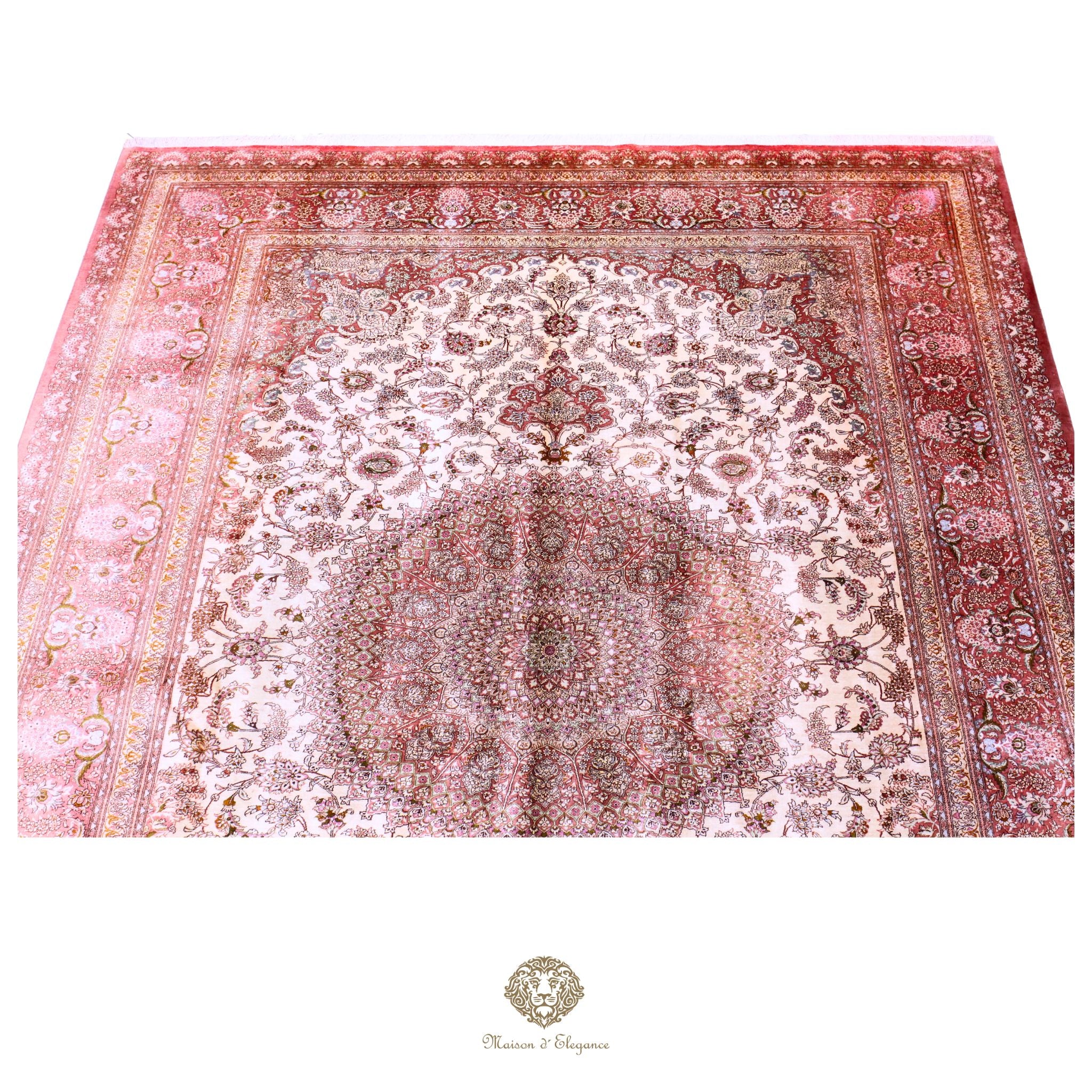 Alfombra persa exclusiva de seda pura, anudada a mano, teñida de forma natural | obra maestra de alta gama, firmada, 248 x 346 cm