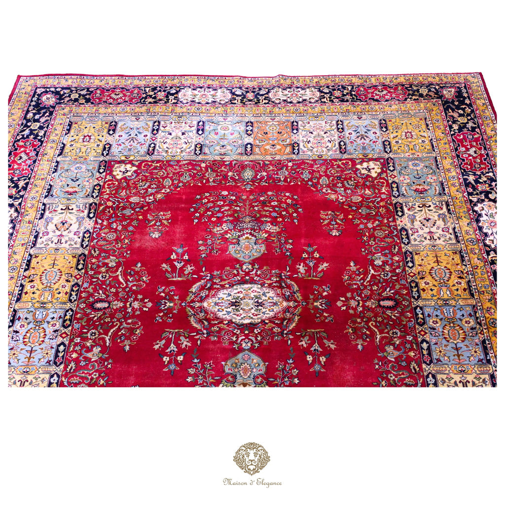 Alfombra persa clásica de lana Tabriz teñida naturalmente | Diseño de medallón hecho a mano 306 x 409 cm