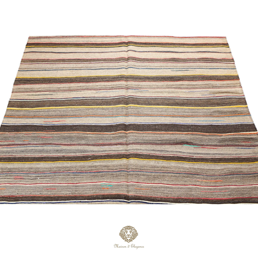 Alfombra Soumak Lana Lisa Color Neutro Tejido Plano | Zagros Maison 180x268 cm