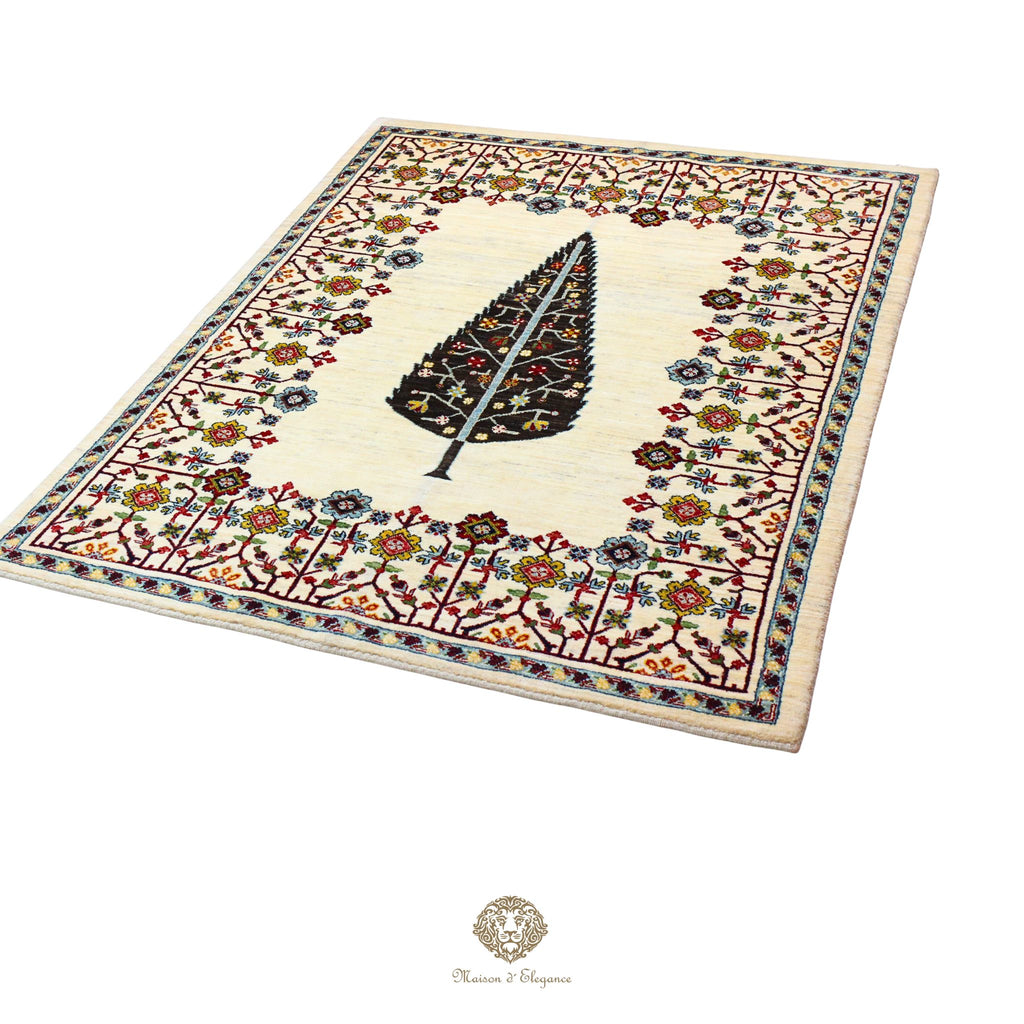 Alfombra persa de lana hecha a mano Kashkuli Nomadic | Diseño Cypress 150 x 191 cm