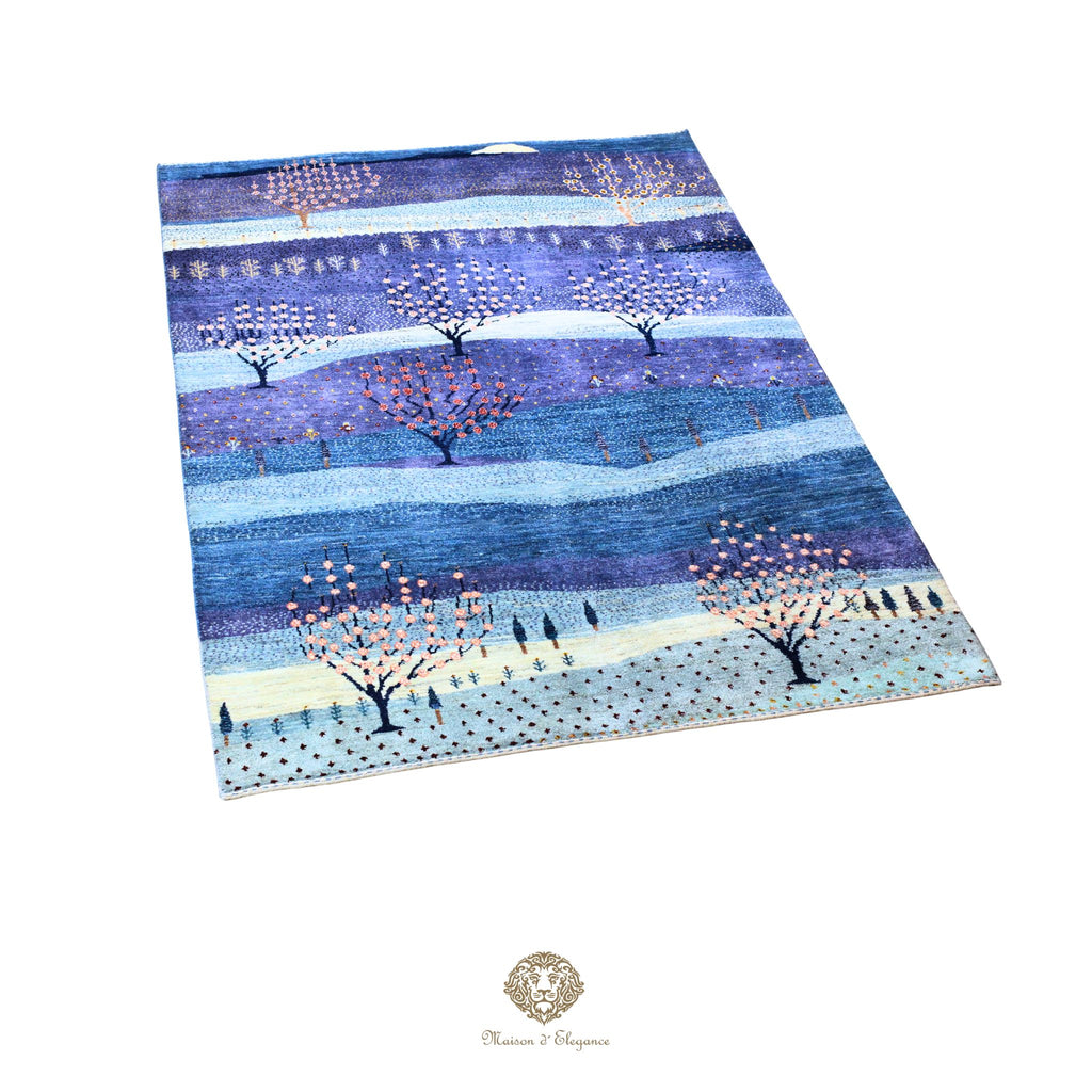 Alfombra persa Kashkuli azul | Gabbeh de lana hecha a mano 168 x 243 cm