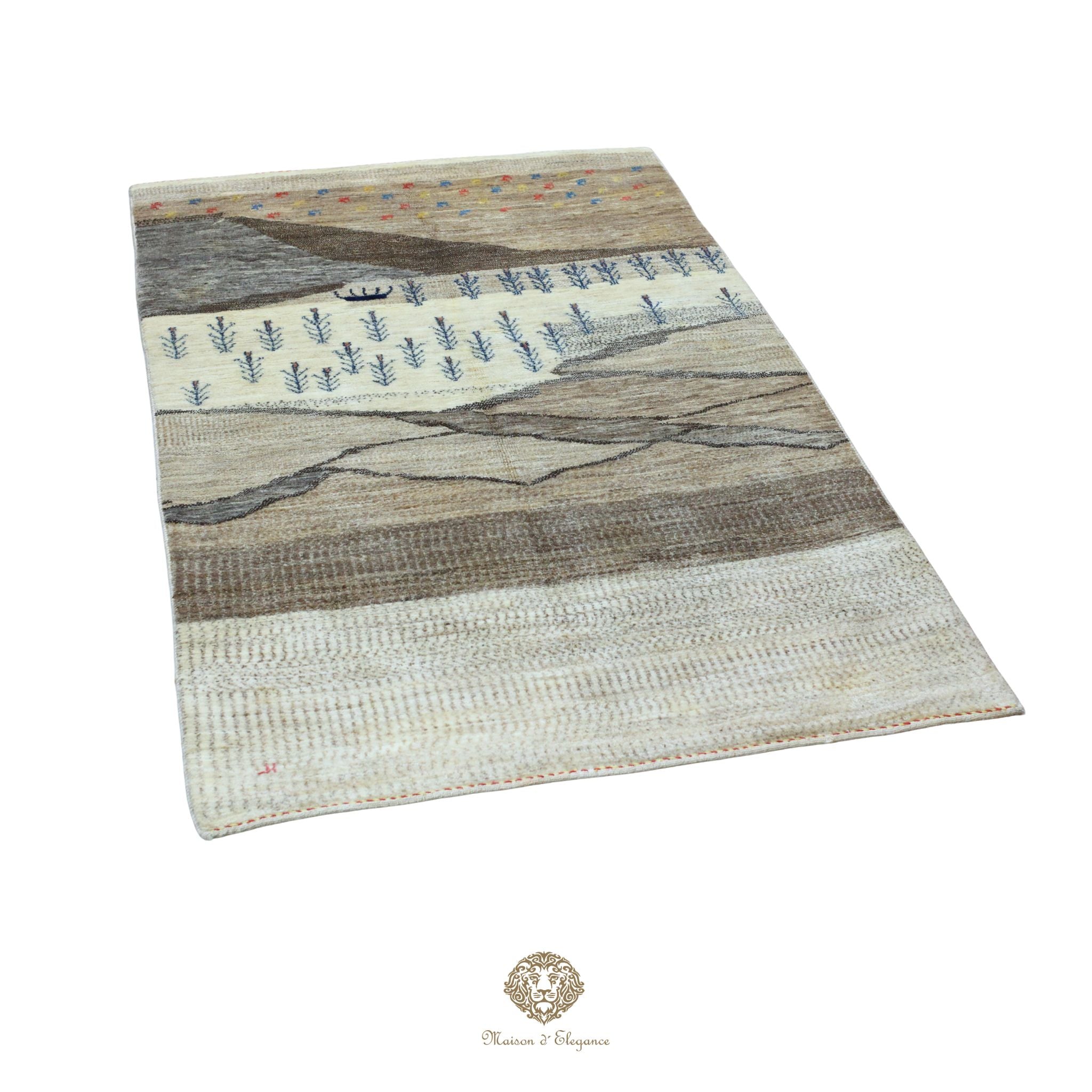 Alfombra persa Trible Fine Kashkuli con tintes naturales | Gabbeh de lana hecha a mano 196 x 122 cm