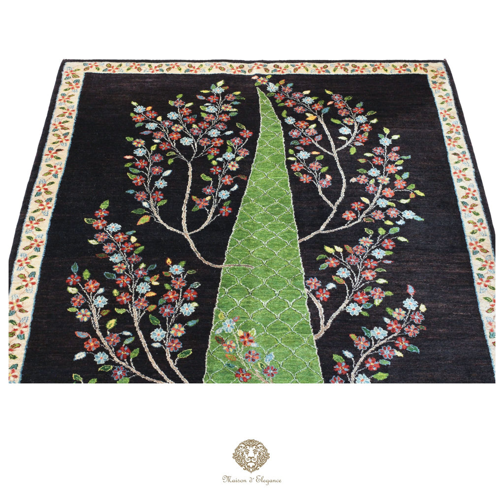 Alfombra persa de lana hecha a mano Kashkuli Nomadic | Diseño Cypress 157 x 206 cm