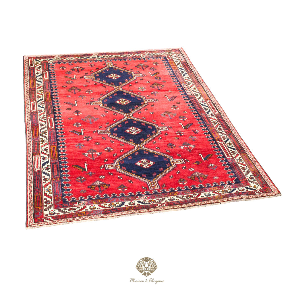Alfombra persa Qashqai Shiraz | Diseño geométrico tribal teñido natural
