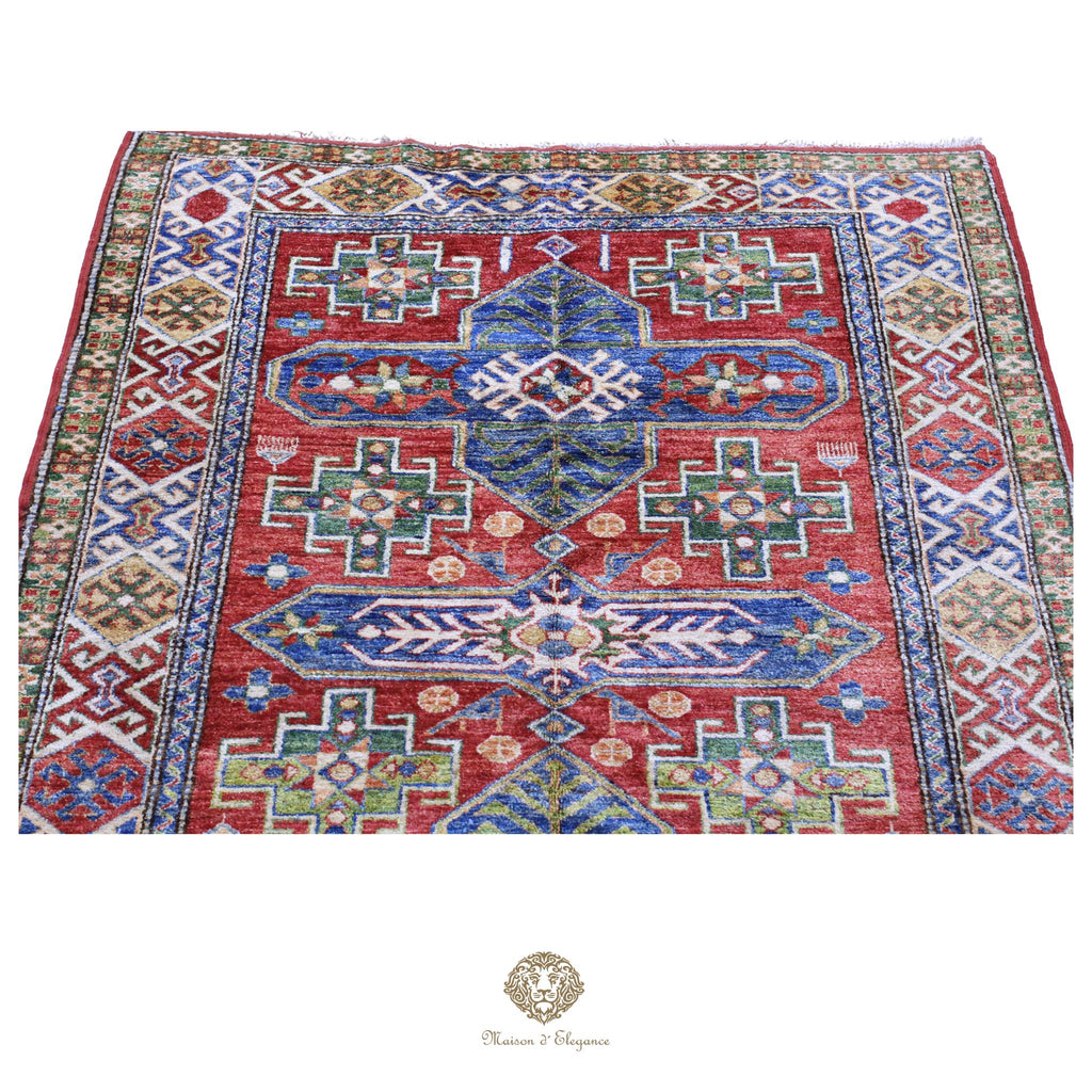 Alfombra oriental de lana Kazak, tradicional | Diseño geométrico Afganistán, 150 x 206 cm