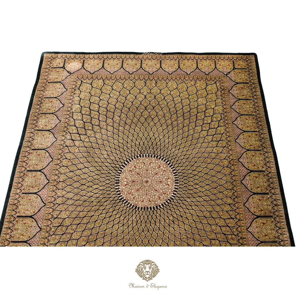 Alfombra persa exclusiva de seda pura, anudada a mano, teñida de forma natural, obra maestra de alta gama, firmada, 131x208 cm