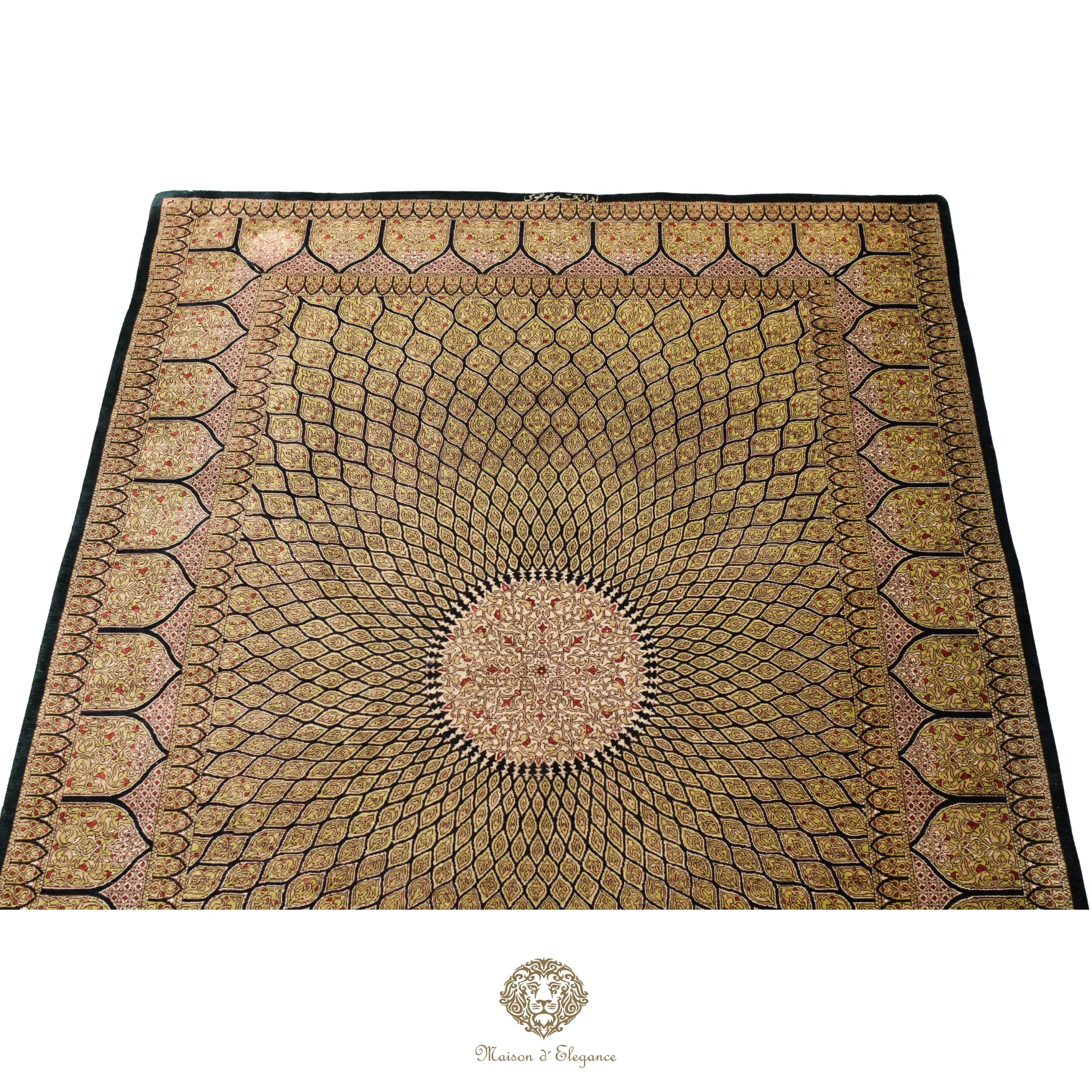 Alfombra persa exclusiva de seda pura, anudada a mano, teñida de forma natural, obra maestra de alta gama, firmada, 131x208 cm