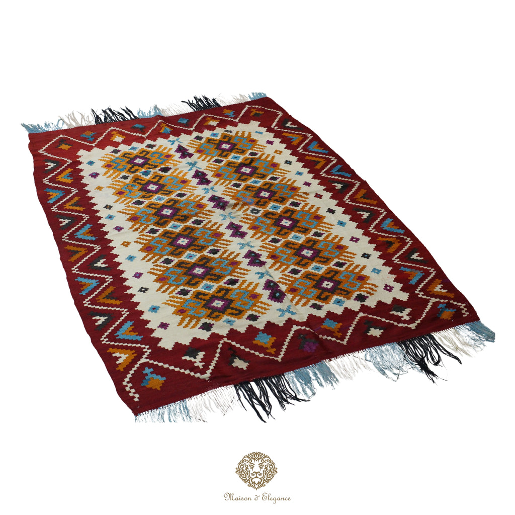 Alfombra Antigüedad Kilim Besarabia Lana | Diseño Geométrico 138x210 cm