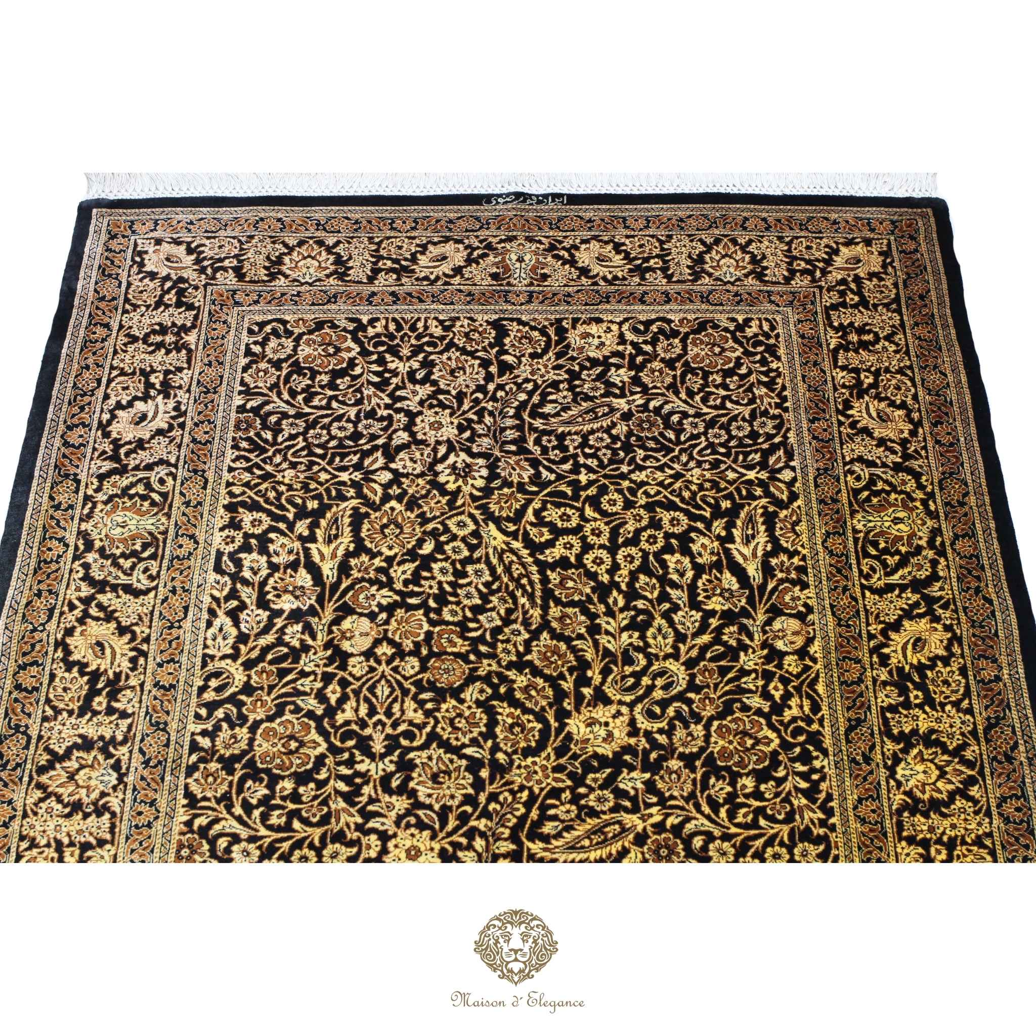 Alfombra persa exclusiva de seda pura, anudada a mano, teñida de forma natural, obra maestra de alta gama, firmada, 100x152 cm