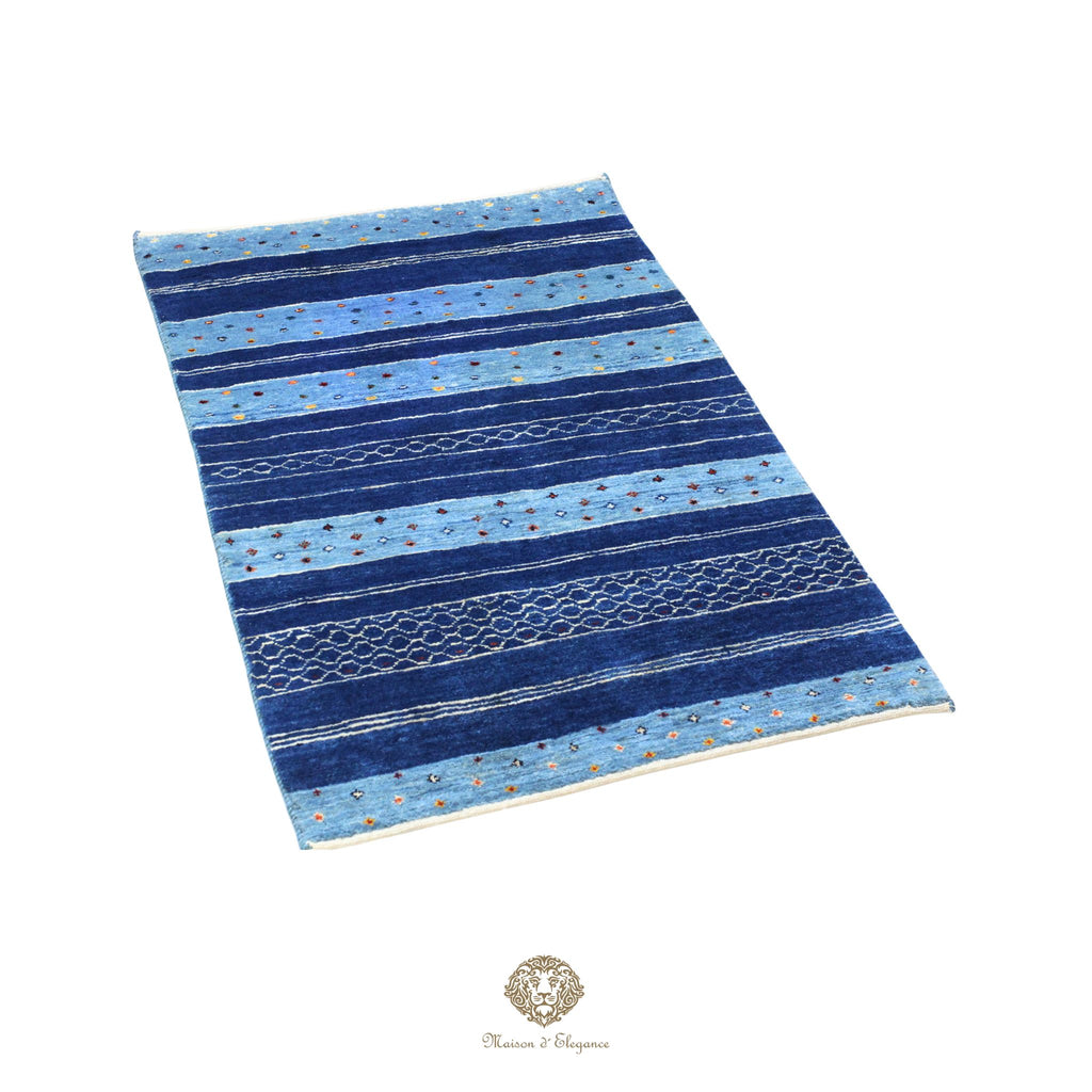 Alfombra persa Kashkuli azul | Gabbeh de lana hecha a mano 79x120 cm
