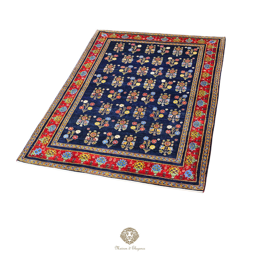 Alfombra persa Trible Fine Kashkuli con tintes naturales | Gabbeh de lana hecha a mano 164 x 238 cm