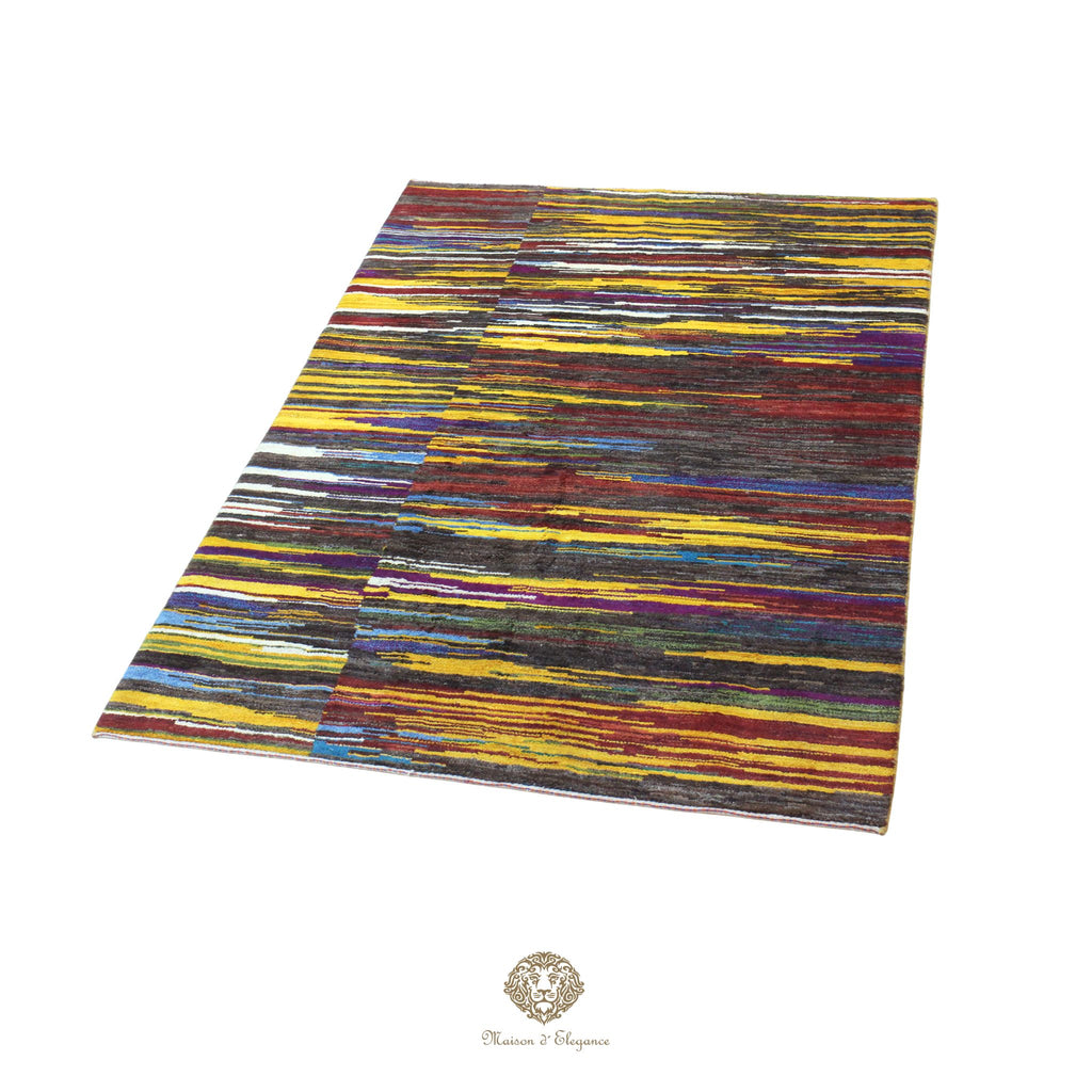 Alfombra persa Kashkuli colorida vistosa | Gabbeh de lana hecha a mano 165 x 238 cm