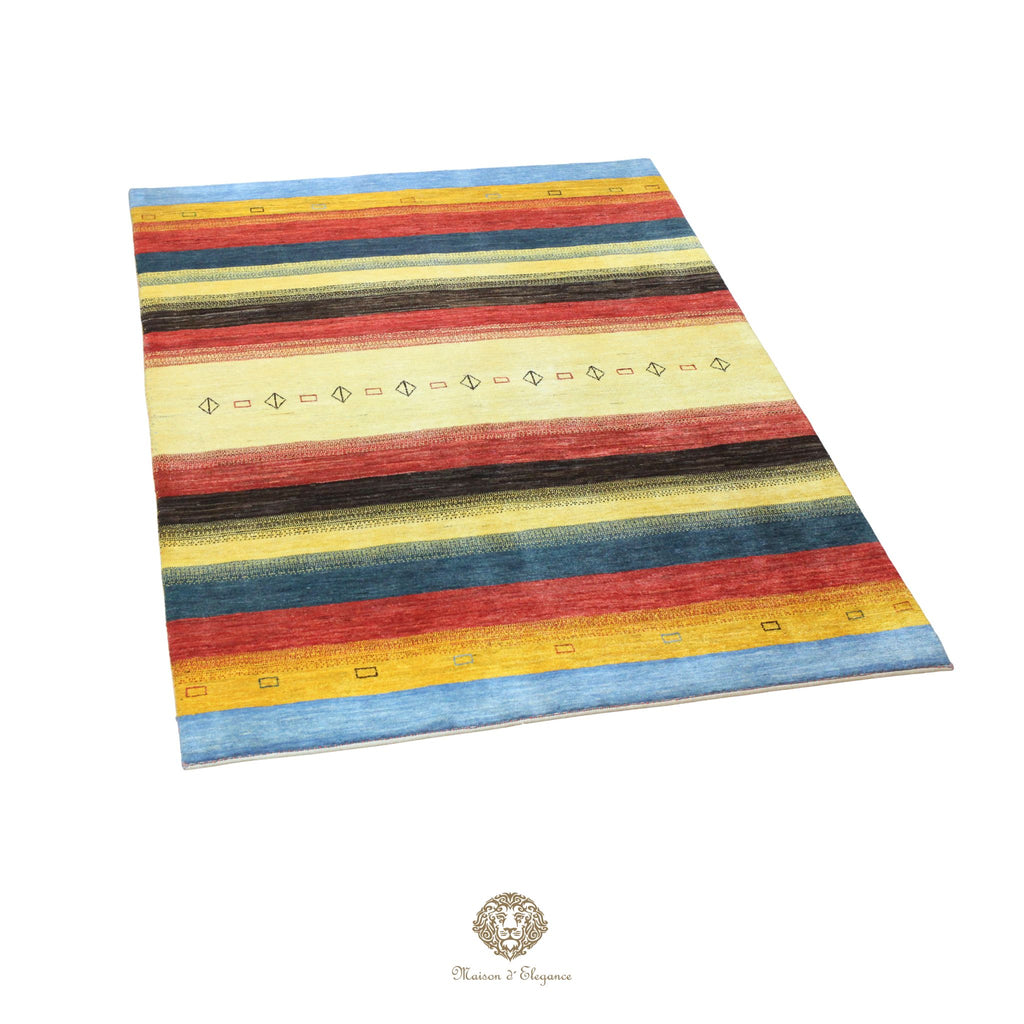 Alfombra persa Kashkuli de lana teñida naturalmente y colorida | Gabbeh hecha a mano 172 x 238 cm