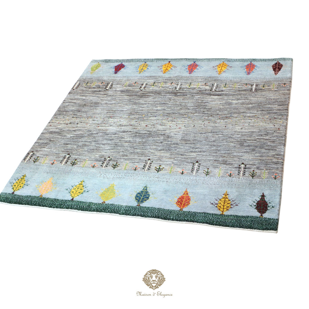 Alfombra persa Kashkuli colorido tribal naturale color | Gabbeh de lana hecha a mano 203x205 cm