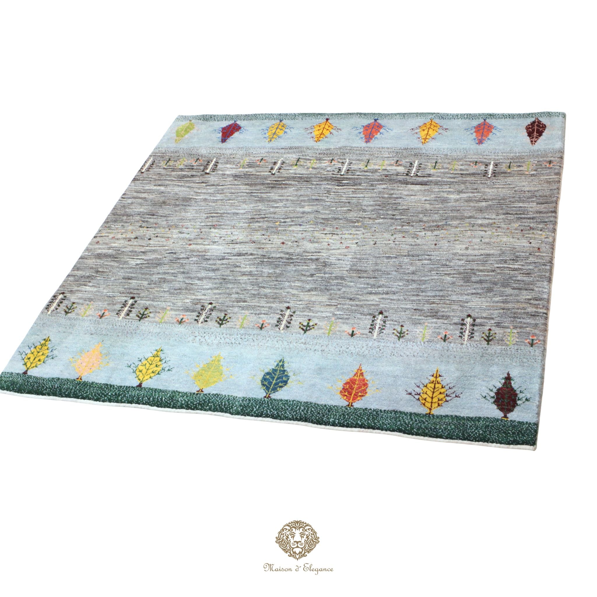 Alfombra persa Kashkuli colorido tribal naturale color | Gabbeh de lana hecha a mano 203x205 cm