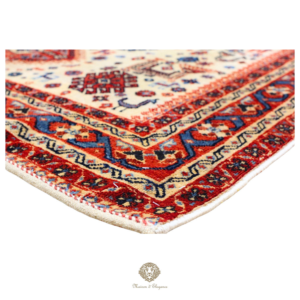 Alfombra persa Trible Fine Kashkuli con tintes naturales | Gabbeh de lana hecha a mano 124 x 199 cm