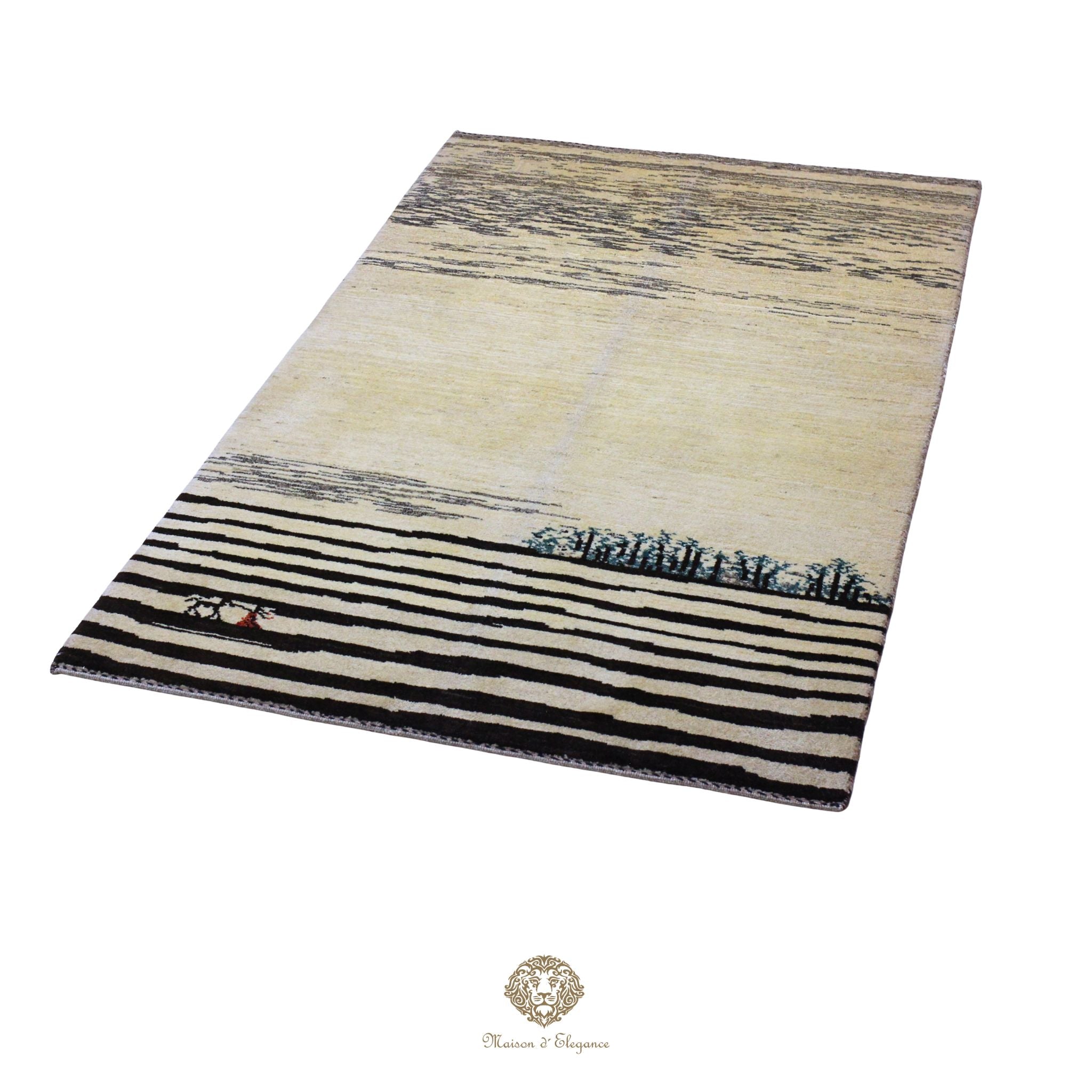 Alfombra persa Kashkuli blanca tribal naturale color | Gabbeh de lana hecha a mano 119 x 180 cm