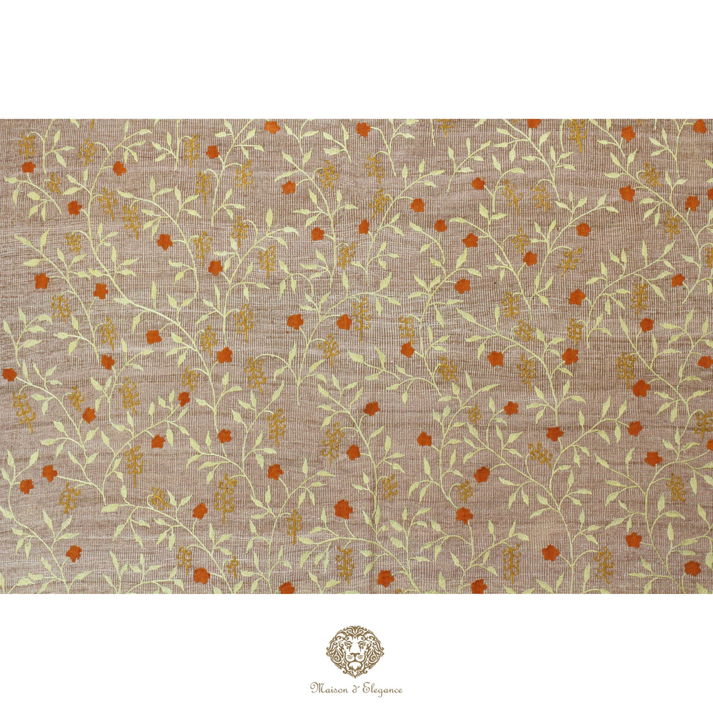 Decorative fabric with floral pattern on a beige background