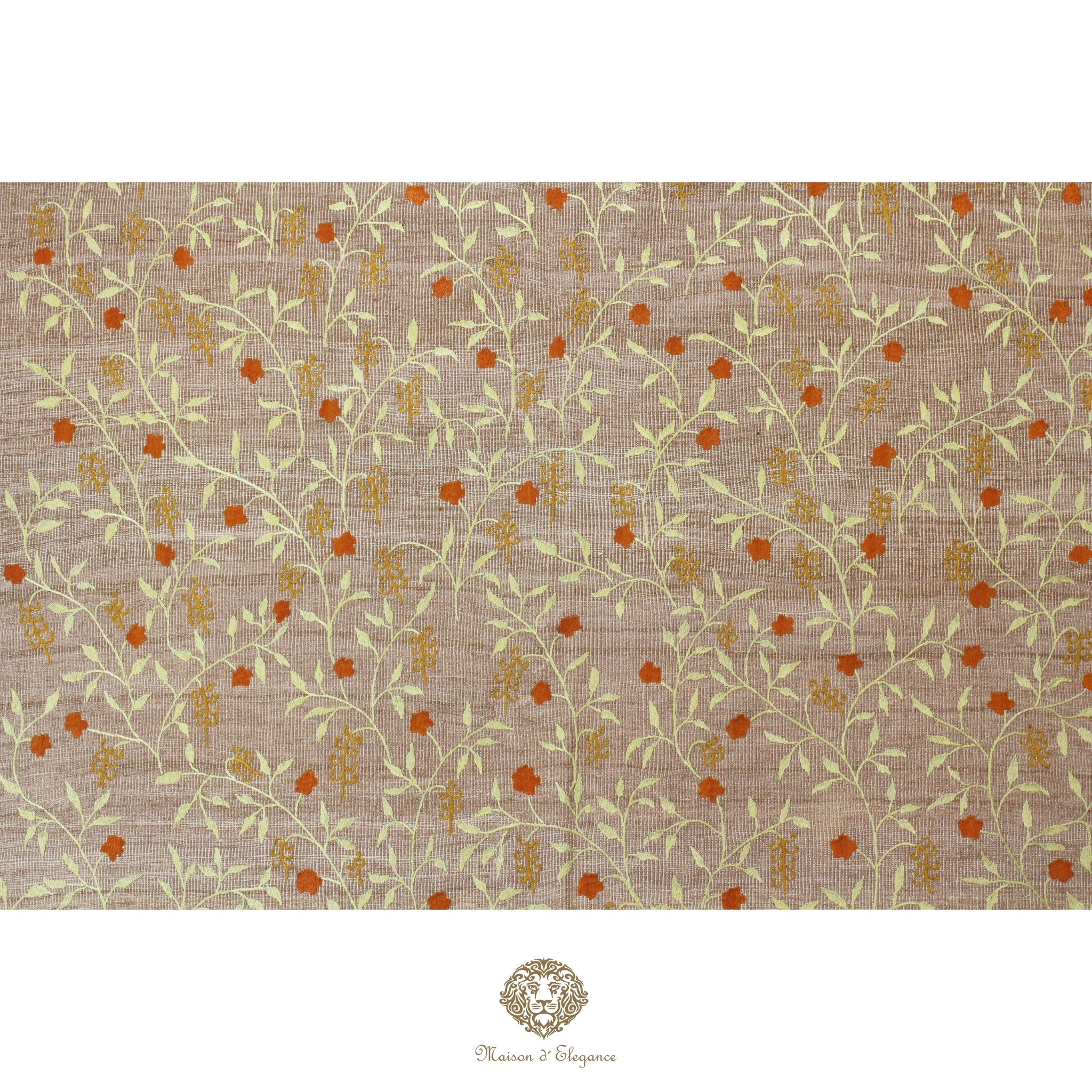 Decorative fabric with floral pattern on a beige background