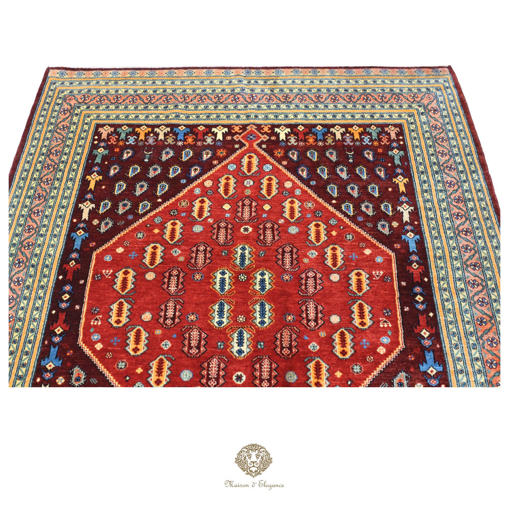 Alfombra persa Trible Fine Kashkuli con tintes naturales | Loribaft de lana hecha a mano 160 x 220 cm