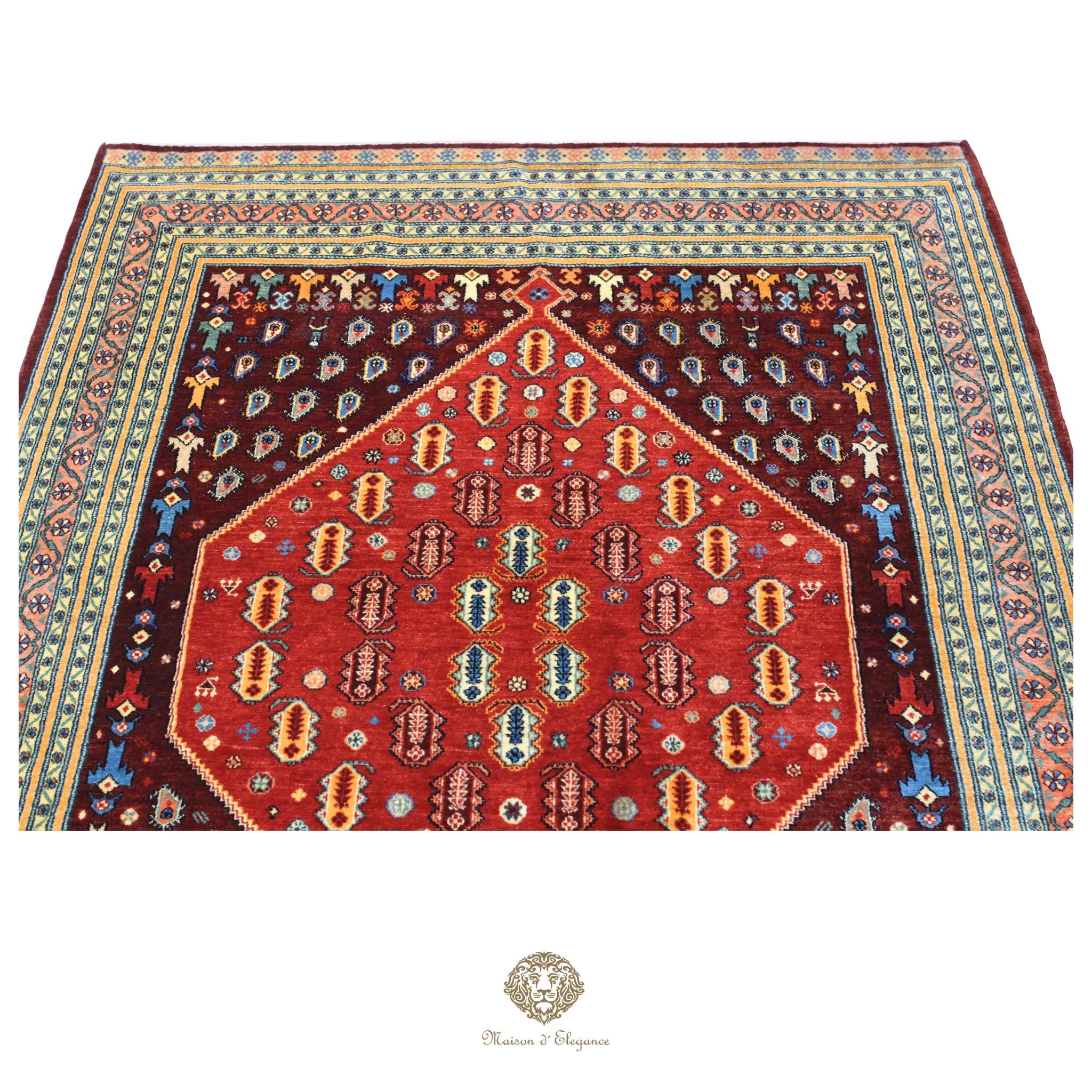 Alfombra persa Trible Fine Kashkuli con tintes naturales | Loribaft de lana hecha a mano 160 x 220 cm