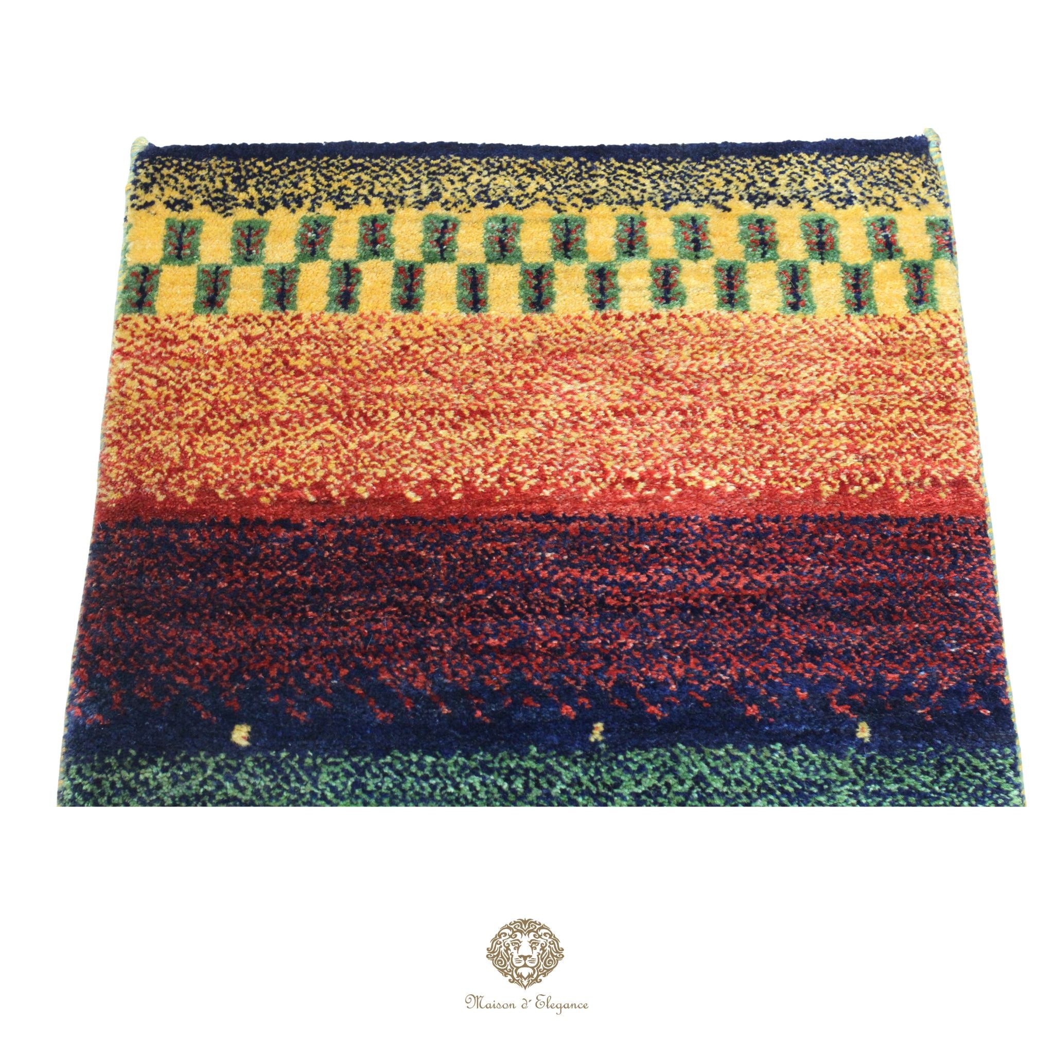 Alfombra persa Kashkuli de lana teñida naturalmente y colorida | Gabbeh hecha a mano 60 x 87 cm