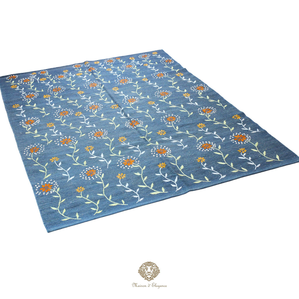 Kilim única moderna Tejido a Mano | Alfombra Plana de Lana y Seda con Tintes Naturales 170x227 m