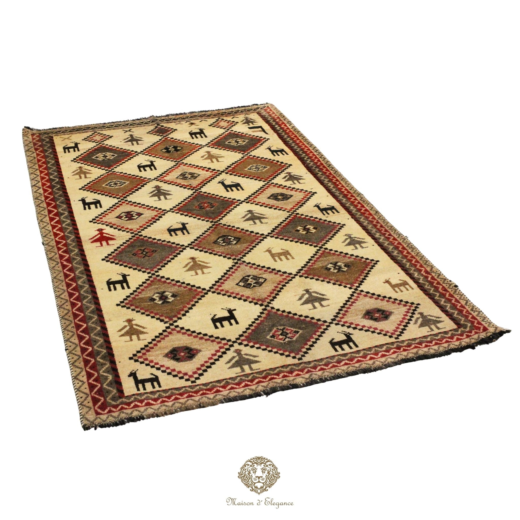 Decorative rug with geometric pattern on a white background