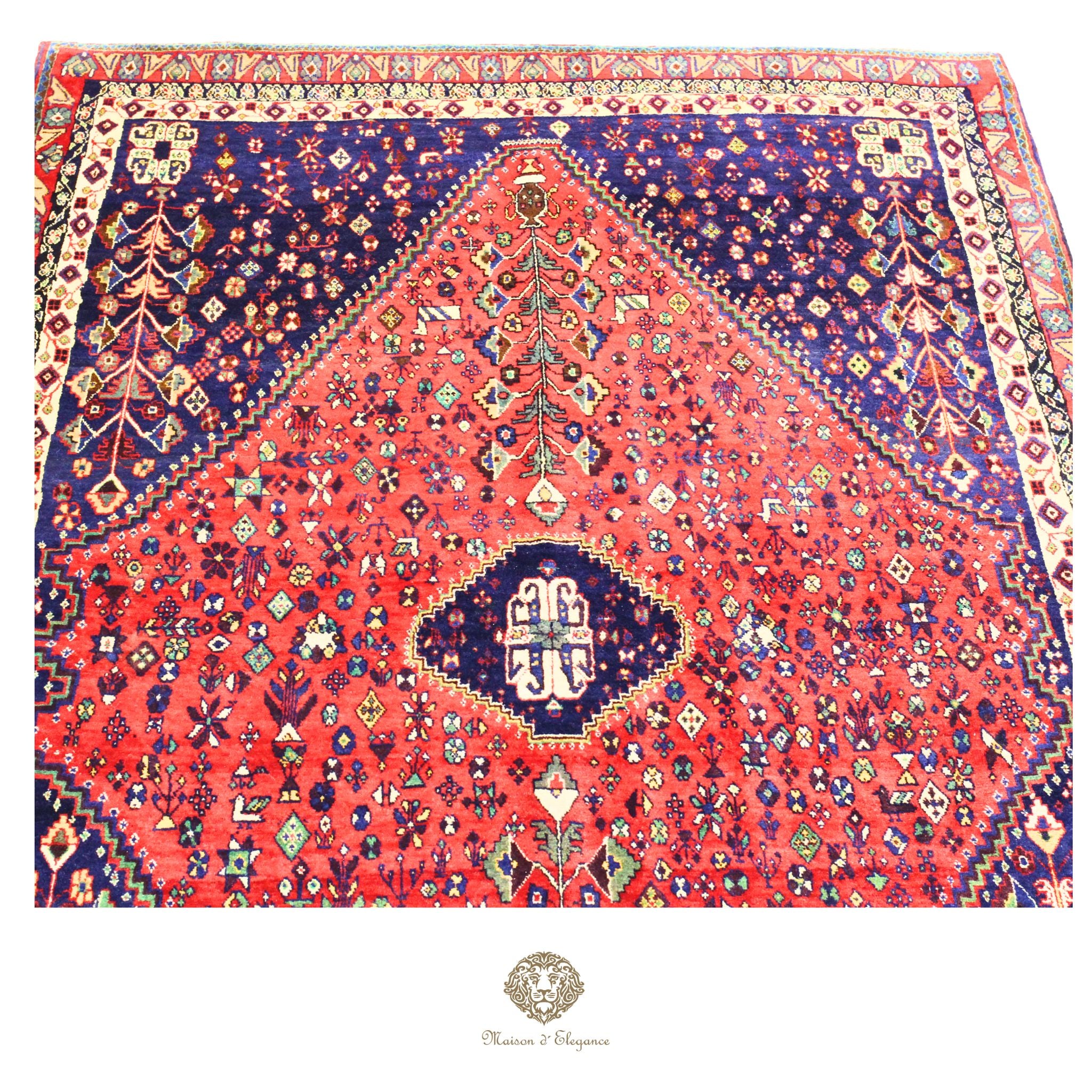 Alfombra persa Qashqai Shiraz | Diseño geométrico tribal teñido natural