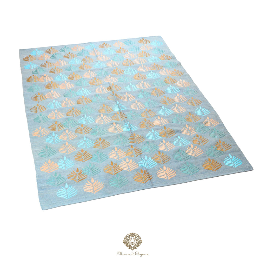 Kilim única moderna Tejido a Mano | Alfombra Plana de Lana y Seda con Tintes Naturales 182x256 cm