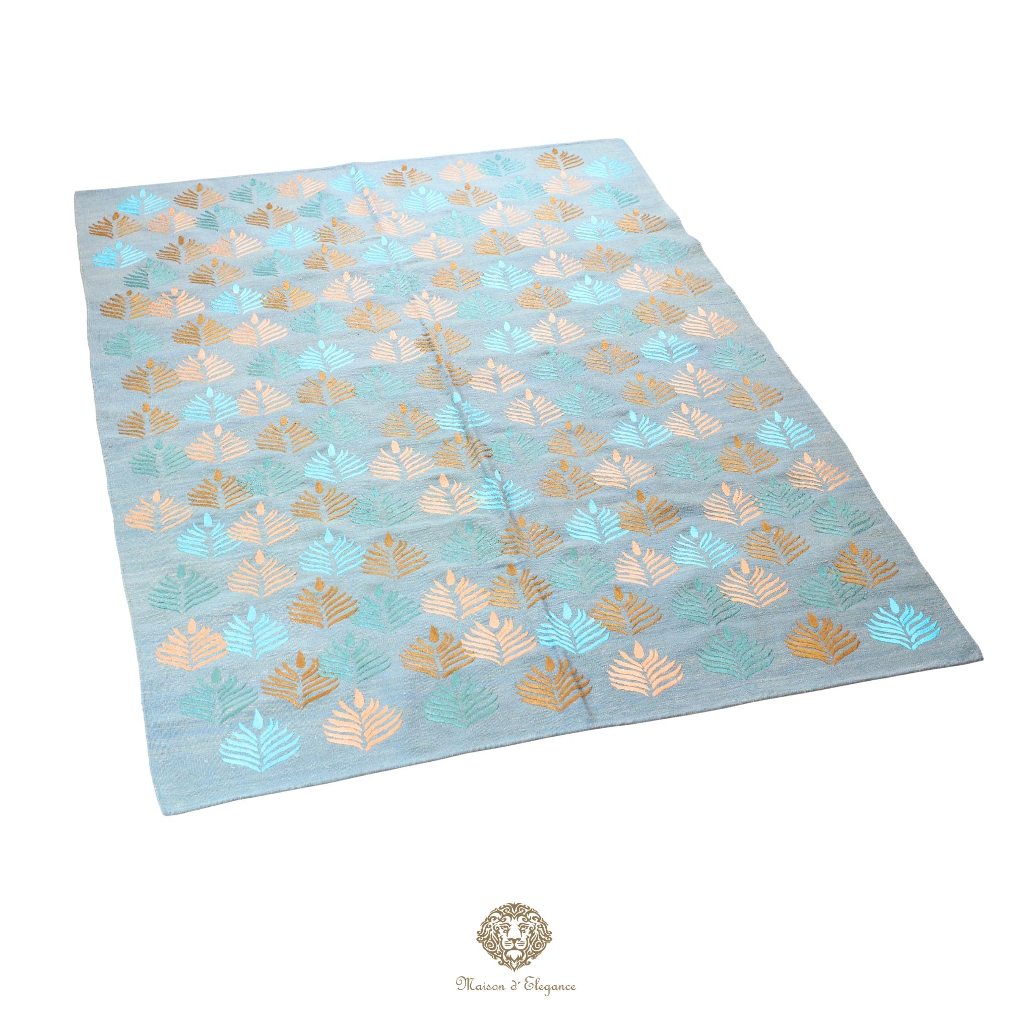 Kilim única moderna Tejido a Mano | Alfombra Plana de Lana y Seda con Tintes Naturales 182x256 cm