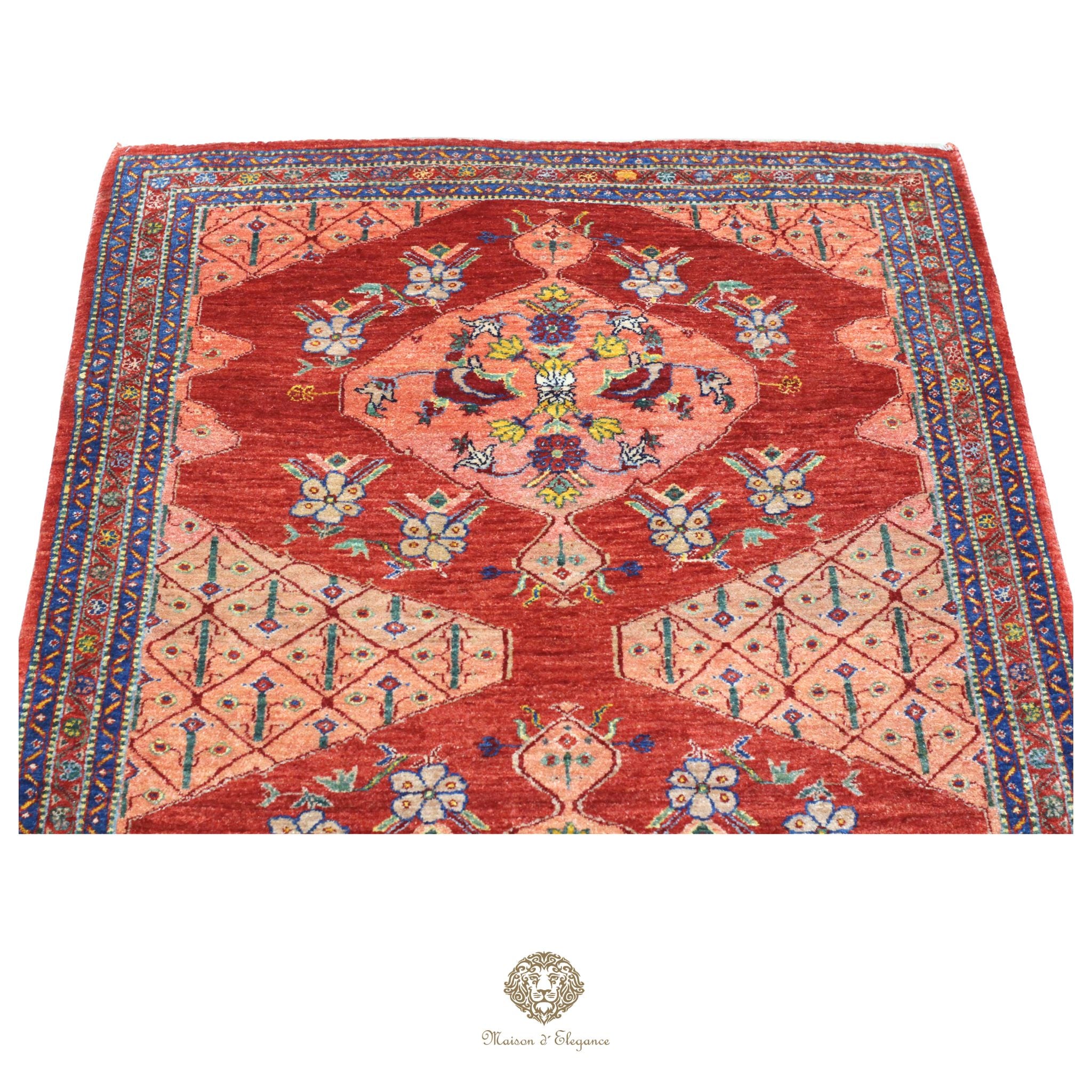 Alfombra persa Trible Fine Kashkuli con tintes naturales | Loribaft de lana hecha a mano 109 x 149 cm