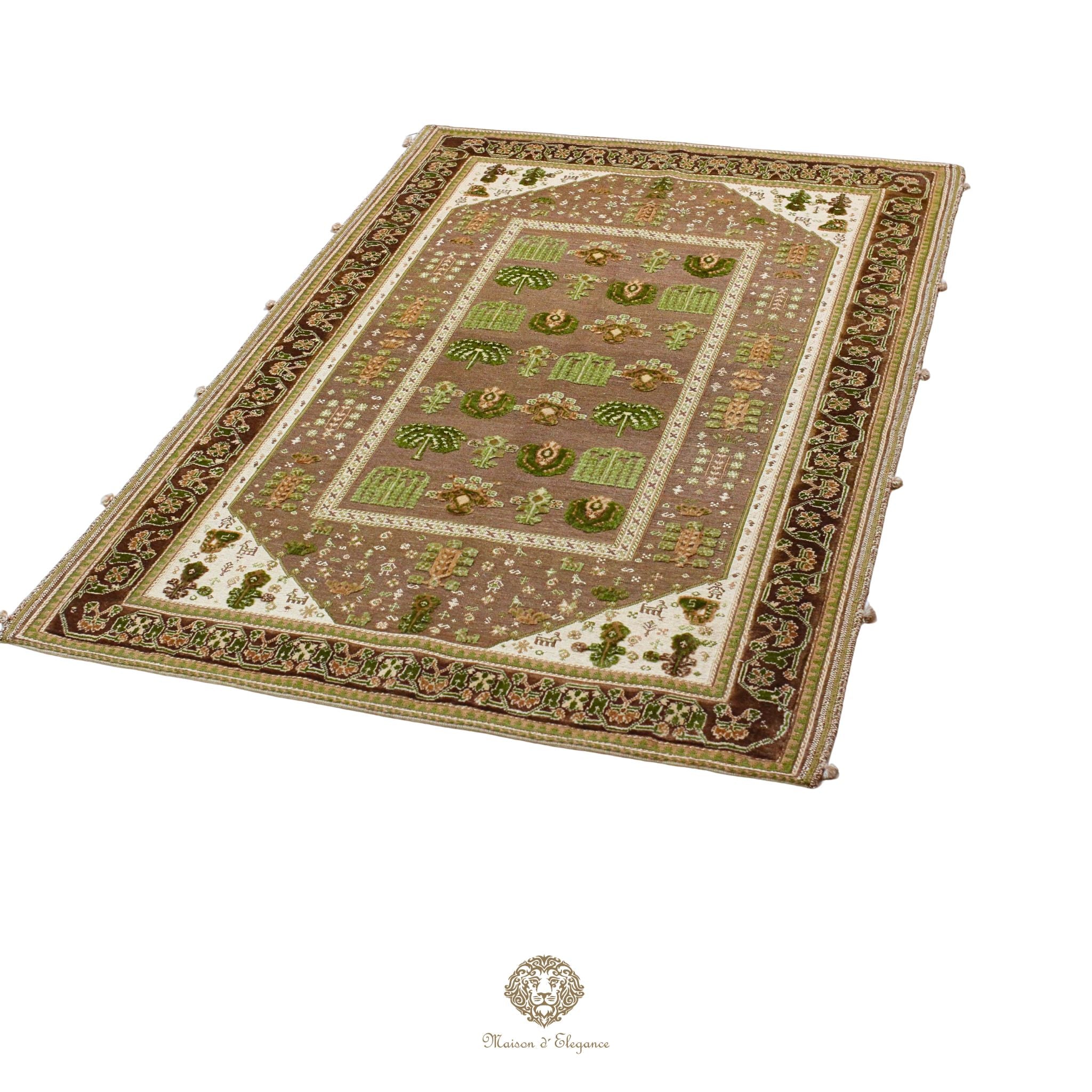 Alfombra persa Kashkuli de tejido plano, kilim bitécnico de lana | Hecha a mano, color natural, 120 x 180 cm