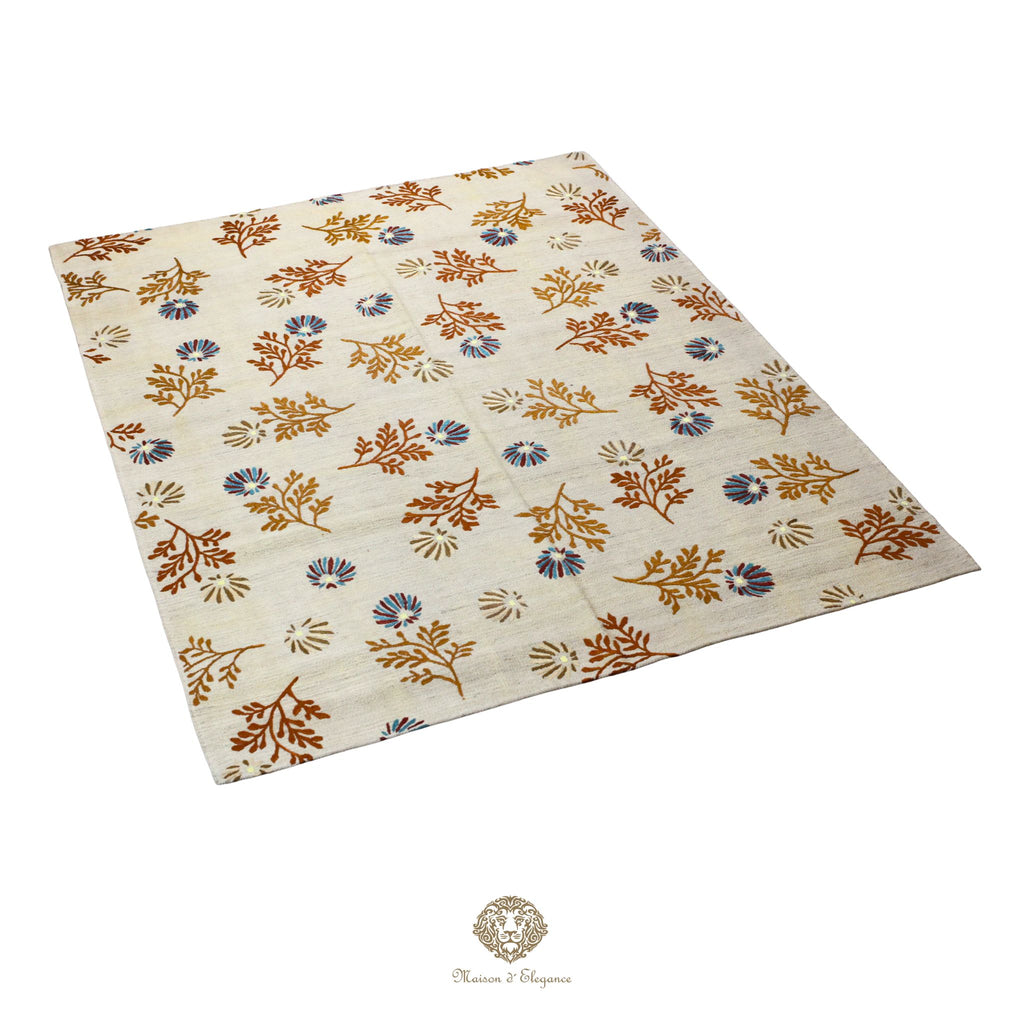 Kilim única moderna Tejido a Mano | Alfombra Plana de Lana y Seda con Tintes Naturales 160x206 cm