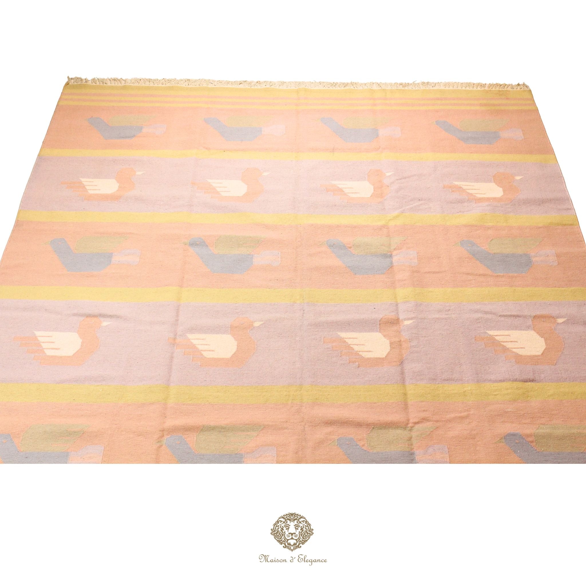 Alfombra Kilim Tejido Plano Lana Natural | Diseño Floral 273x380 cm