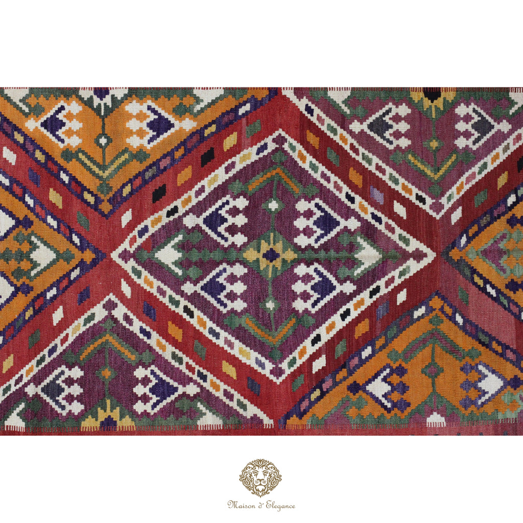 Alfombra Kilim Persa Qashqai Antigua Lana Natural Diseño Geométrico 164x281 cm