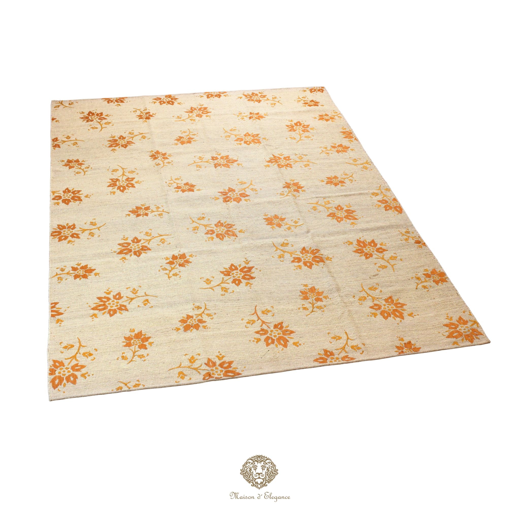 Kilim única moderna Tejido a Mano | Alfombra Plana de Lana y Seda con Tintes Naturales 207x298 cm