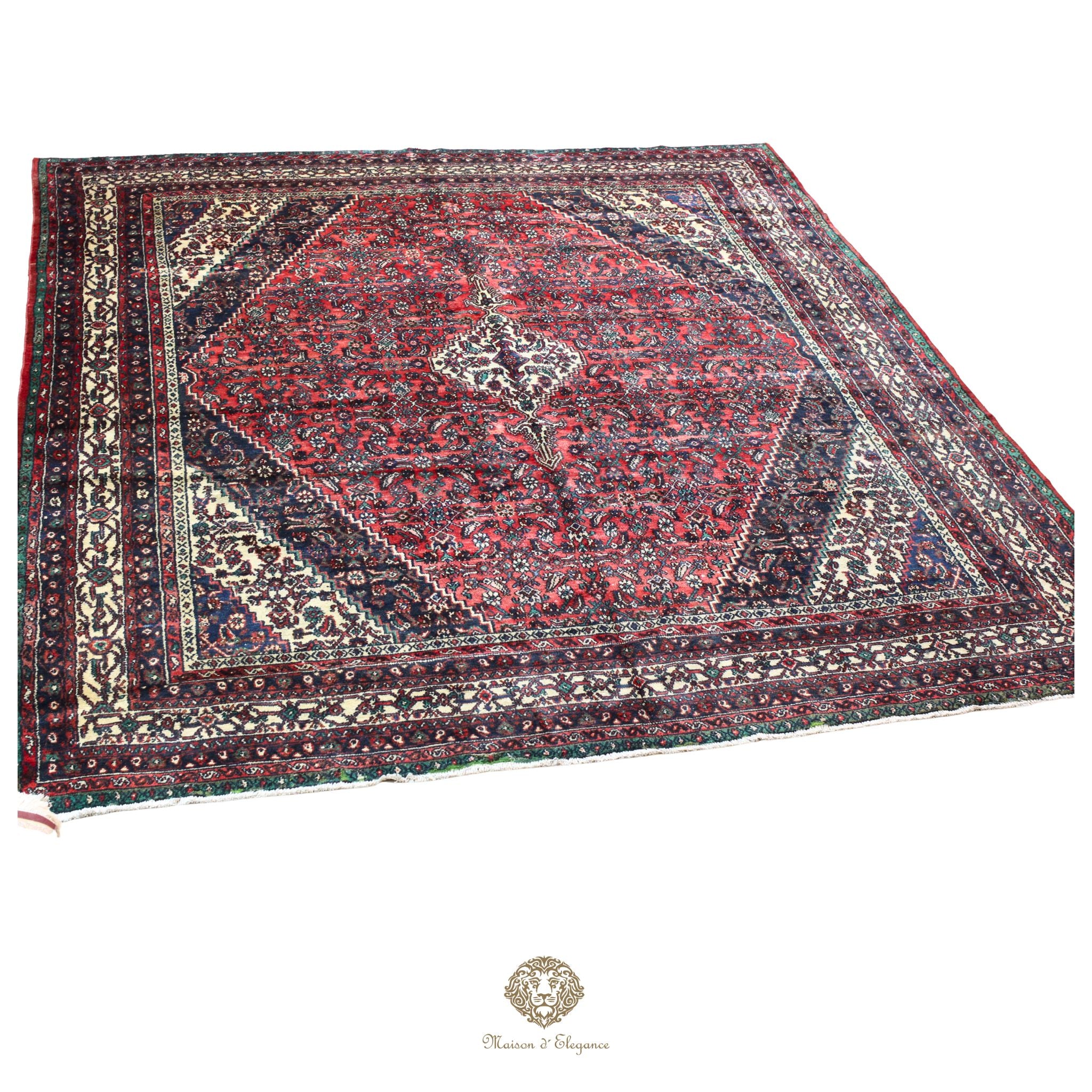 Alfombra Hamedan Lana Centro Geométrico Persa Tradicional | diseño de medallón hecho a mano 322 x 395 cm