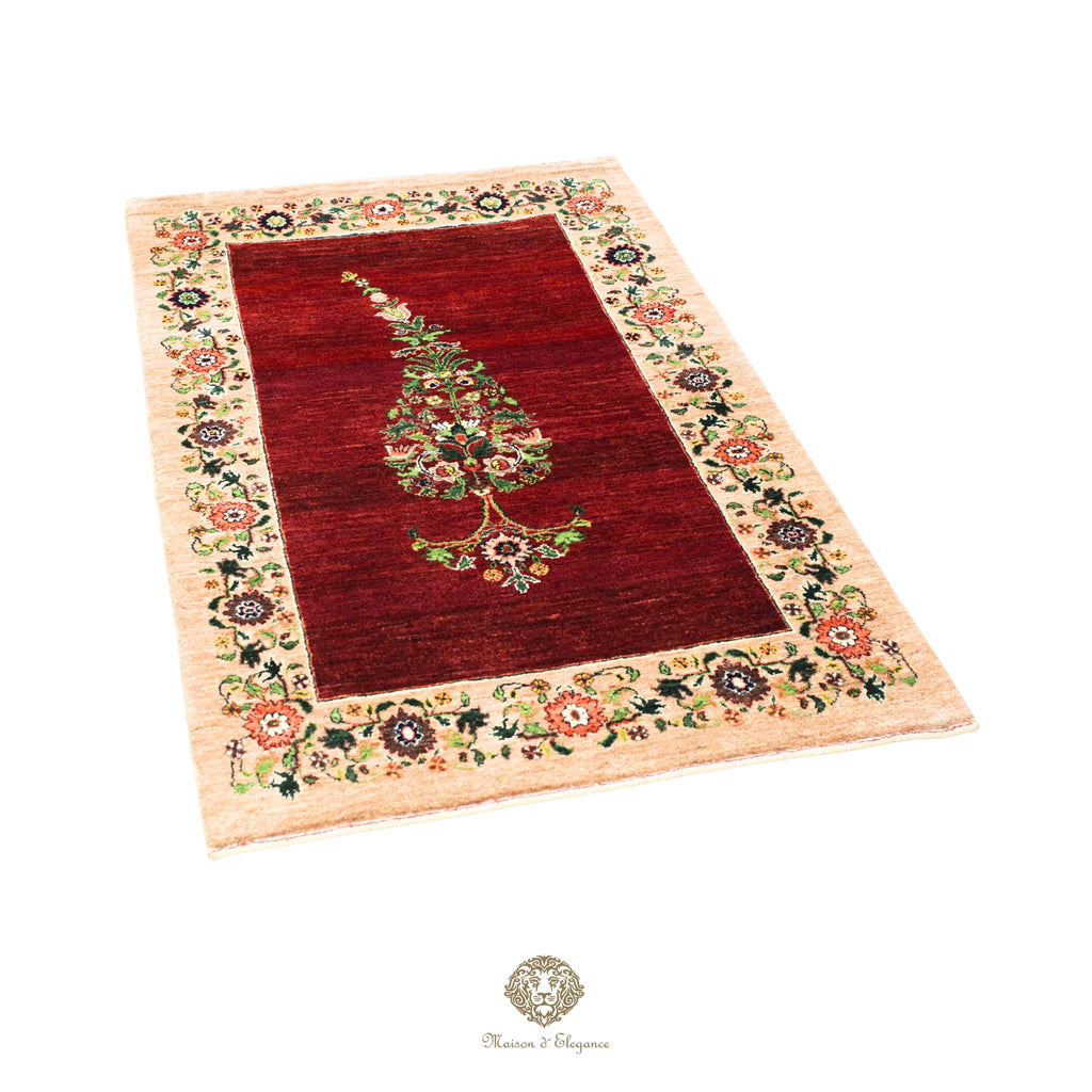 Alfombra Loribaft rojo persa Artesano nómada | Lana Artesanal diseño de ciprés 104x173 cm