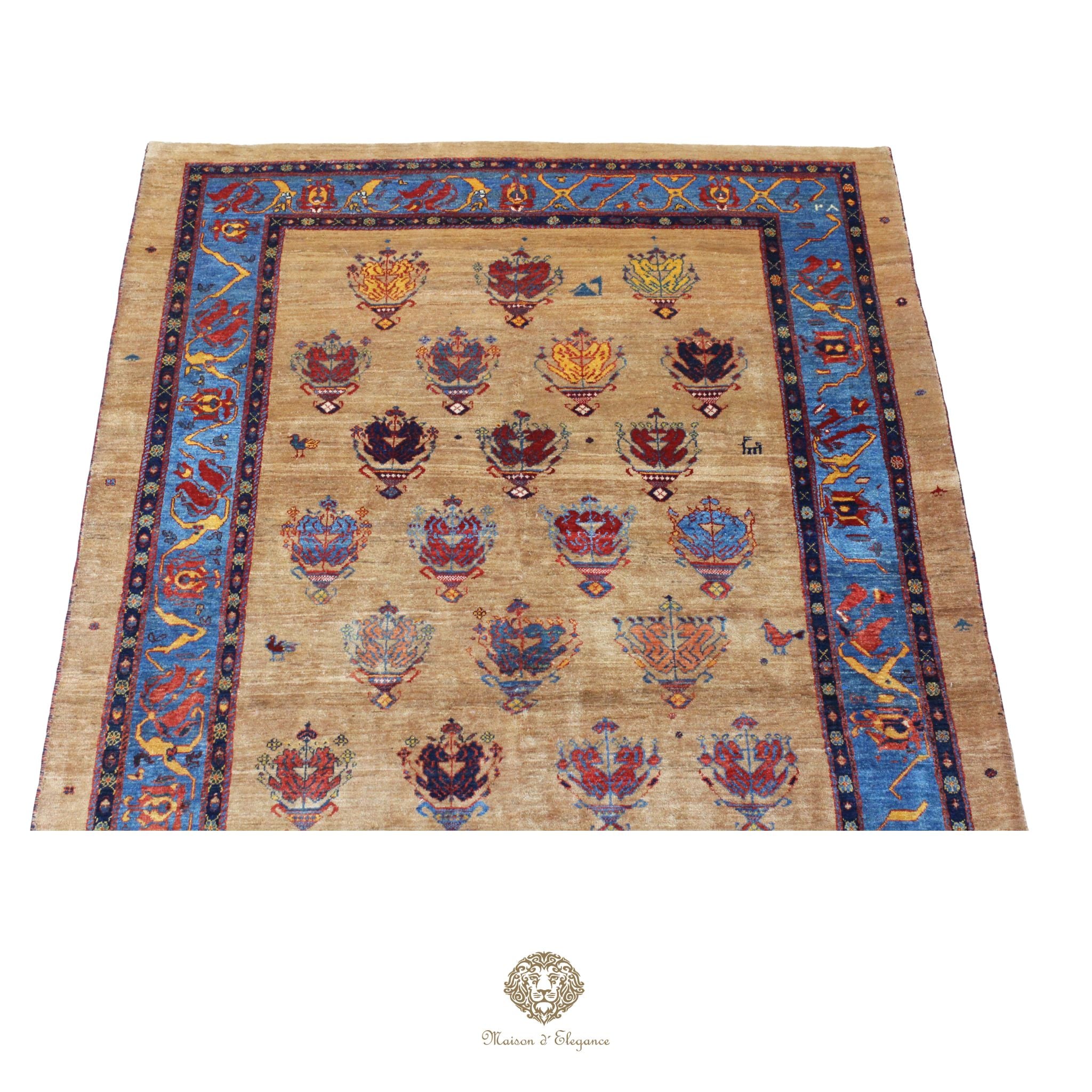 Alfombra persa Trible Fine Kashkuli con tintes naturales | Loribaft de lana hecha a mano 153 x 270 cm