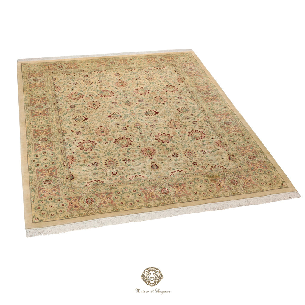 Alfombra persa Kashan | Diseño floral azul marino de lana
