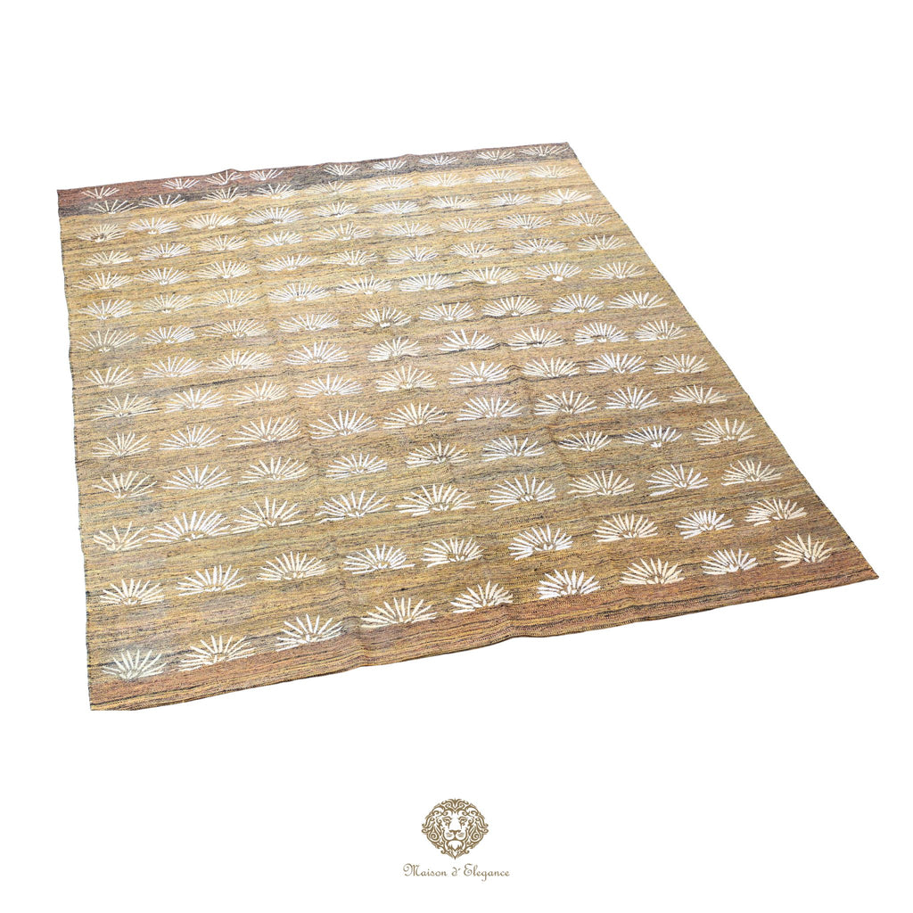 Kilim única moderna Tejido a Mano | Alfombra Plana de Lana y Seda con Tintes Naturales 232x307 cm