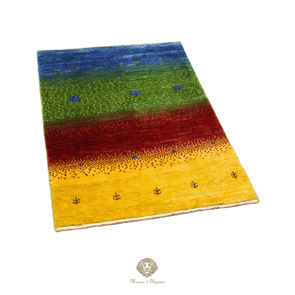 Alfombra persa Kashkuli colorida | Gabbeh de lana hecha a mano 85x121 cm