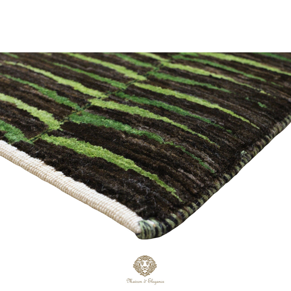Alfombra Kashkuli Verde Persa Lana 100% Hecha a Mano 86x116 cm