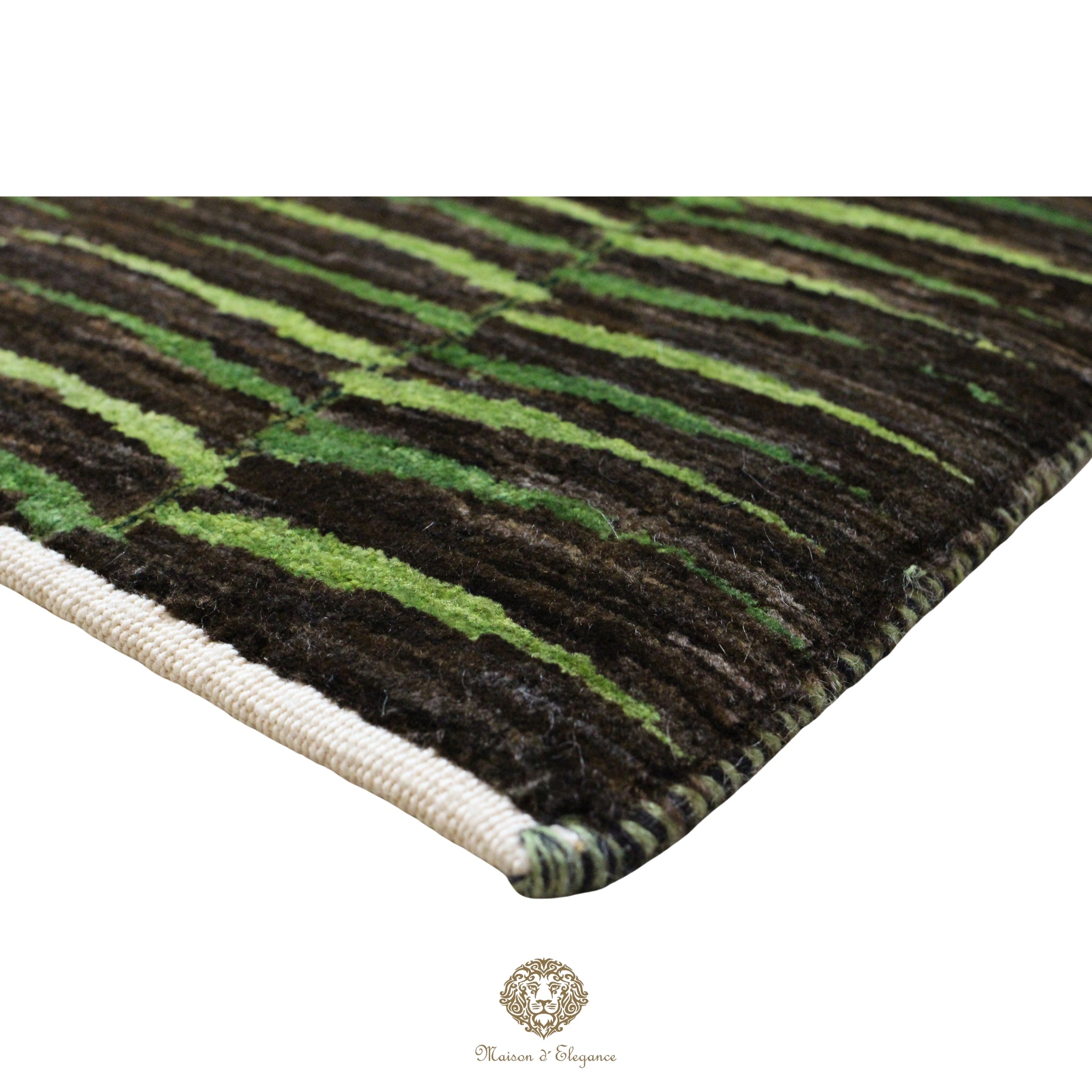 Alfombra Kashkuli Verde Persa Lana 100% Hecha a Mano 86x116 cm