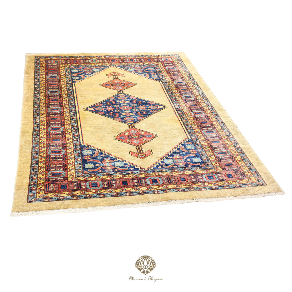 Alfombra persa de lujo estilo Bakhshayesh, lana fina | Reproducción de diseño de medallón color marfil, 240 x 342 cm