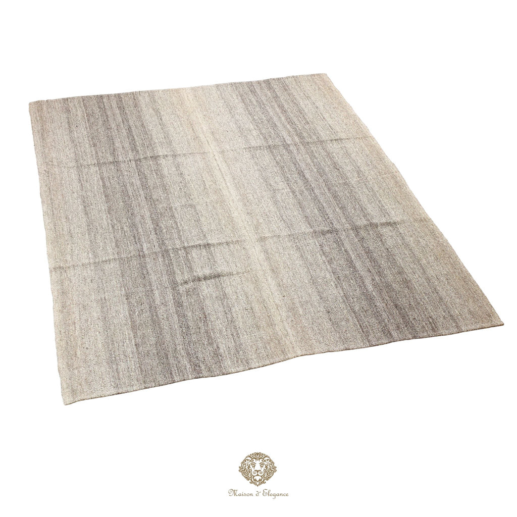 Alfombra persa Kia Sar Kilim hecha a mano de lana, blanca | Kilim de diseño Maison moderne 186x233 cm