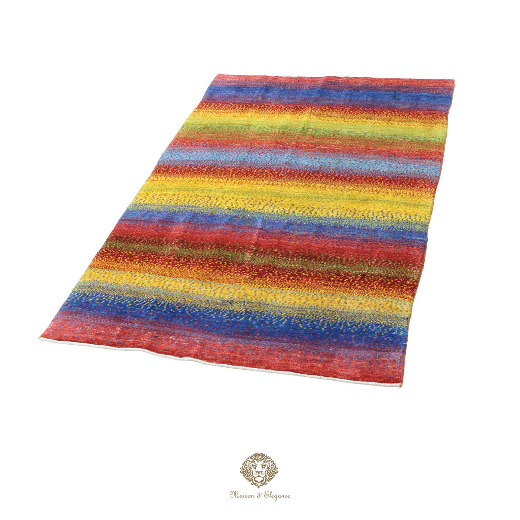 Alfombra persa Kashkuli de lana teñida naturalmente y colorida | Gabbeh hecha a mano 118 x 194 cm